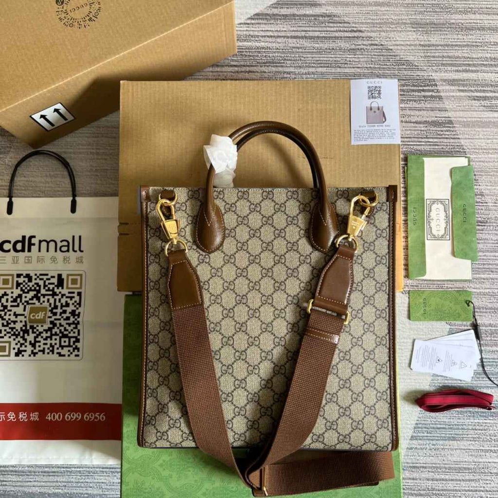 Gucci 723308 Tote bag with Interlocking G Brown leather