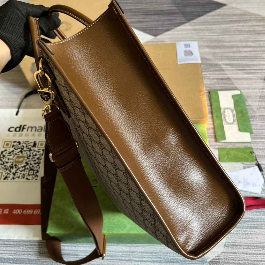 Gucci 723308 Tote bag with Interlocking G Brown leather