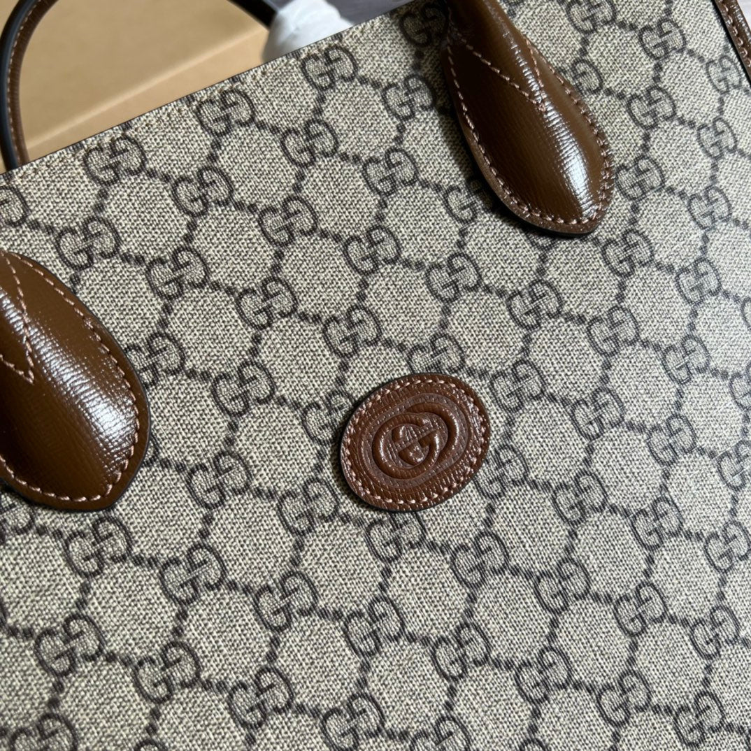 Gucci 723308 Tote bag with Interlocking G Brown leather