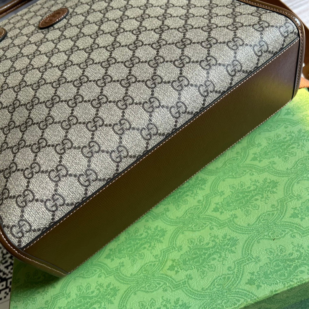 Gucci 723308 Tote bag with Interlocking G Brown leather
