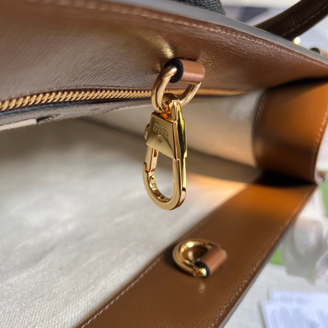 Gucci 723308 Tote bag with Interlocking G Brown leather