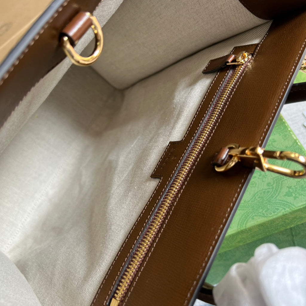 Gucci 723308 Tote bag with Interlocking G Brown leather