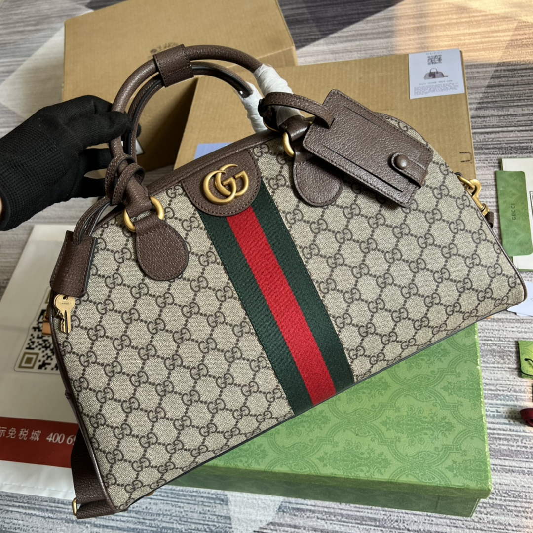 Gucci 723309 Savoy medium bowling bag Beige GG Supreme canvas