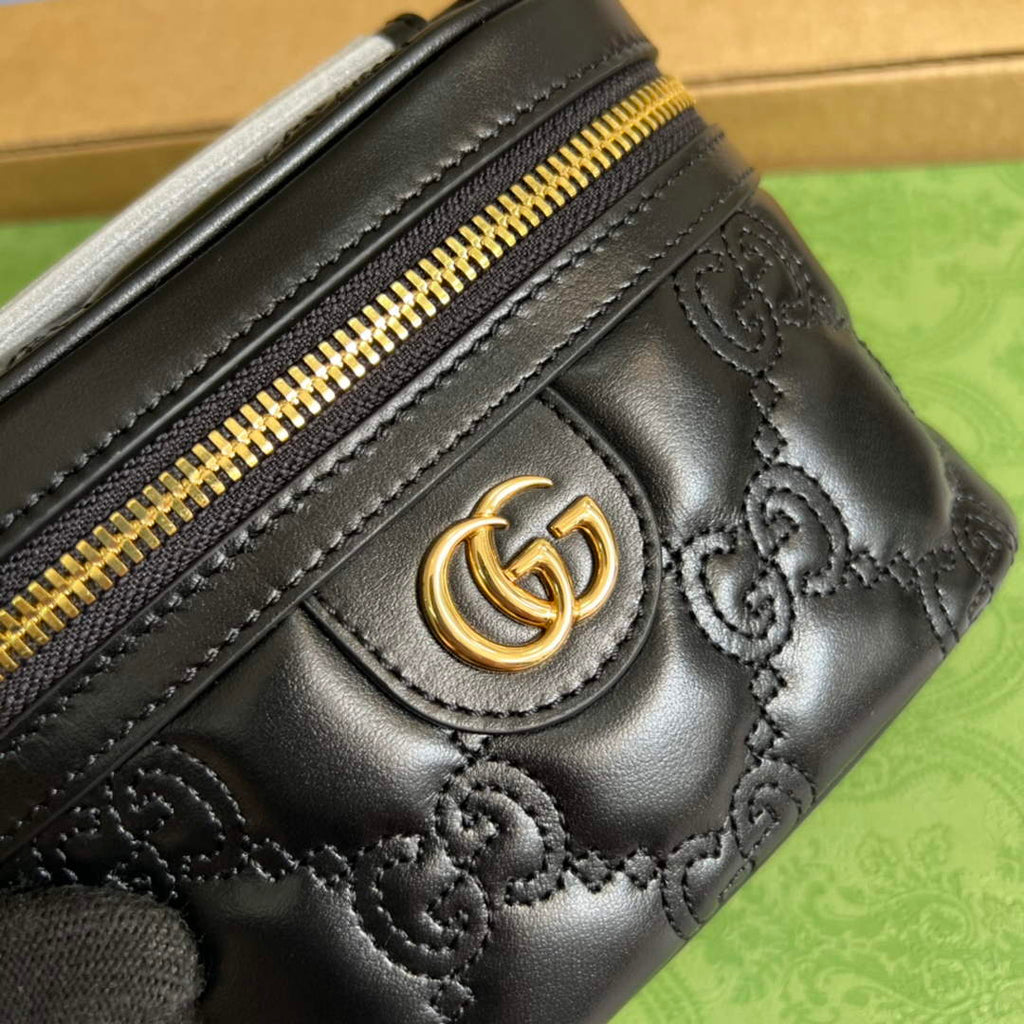 Gucci ‎723770 GG Matelassé top handle mini bag Black leather