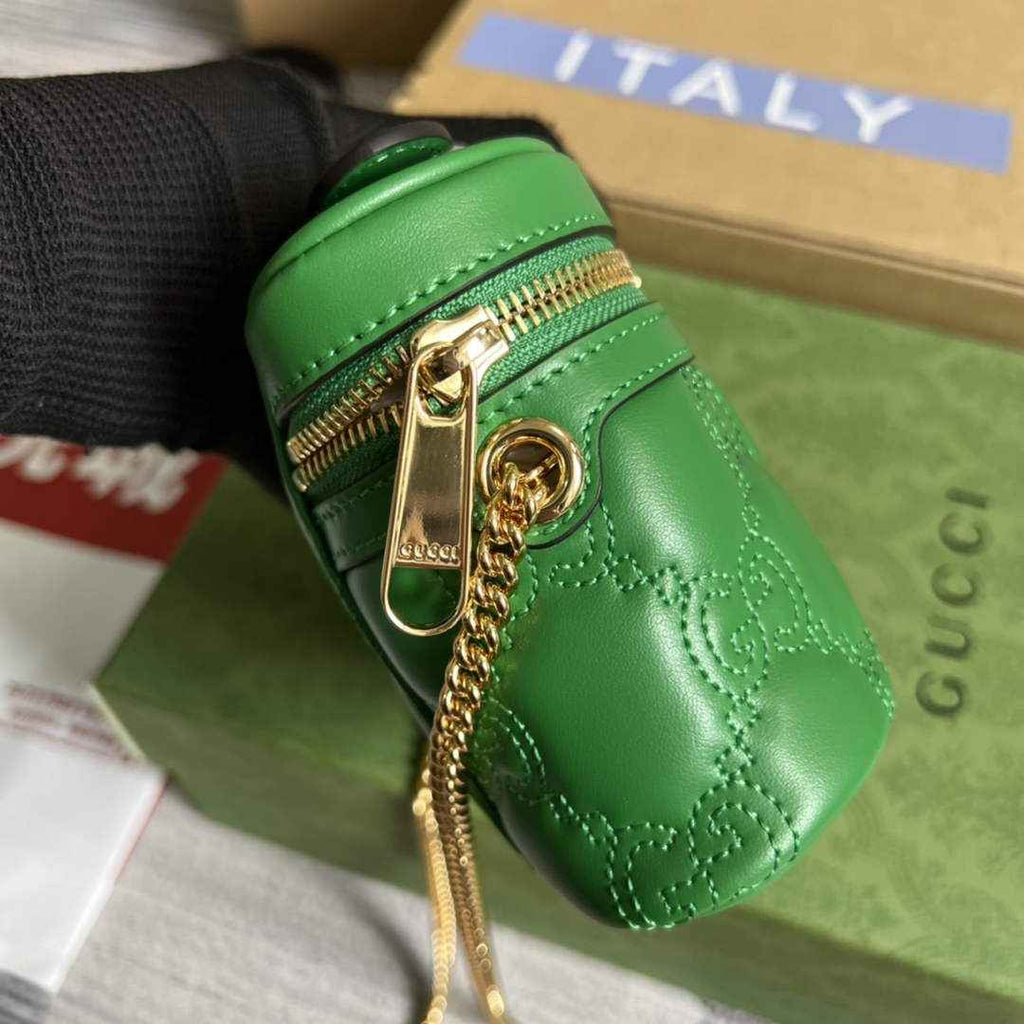 Gucci ‎723770 GG Matelassé top handle mini bag green leather