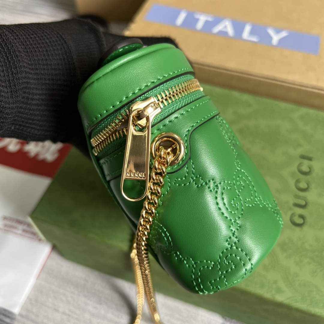 Gucci ‎723770 GG Matelassé top handle mini bag green leather