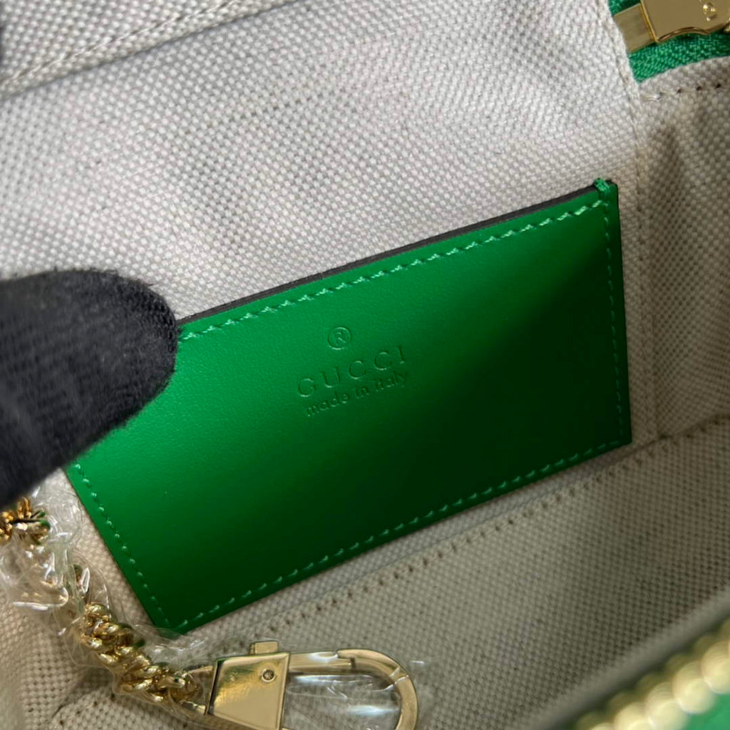Gucci ‎723770 GG Matelassé top handle mini bag green leather