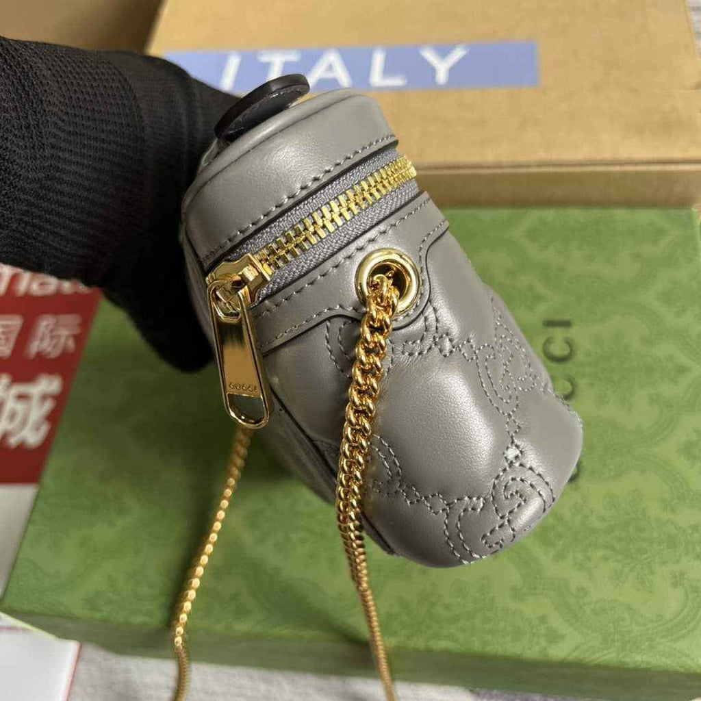 Gucci ‎723770 GG Matelassé top handle mini bag Gray leather