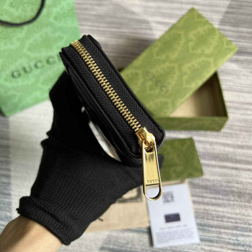 Gucci 723784 GG Matelassé zip-around wallet black leather