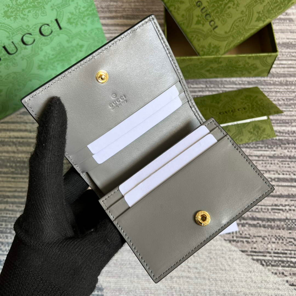 Gucci 723786 GG Matelassé card case wallet gray leather