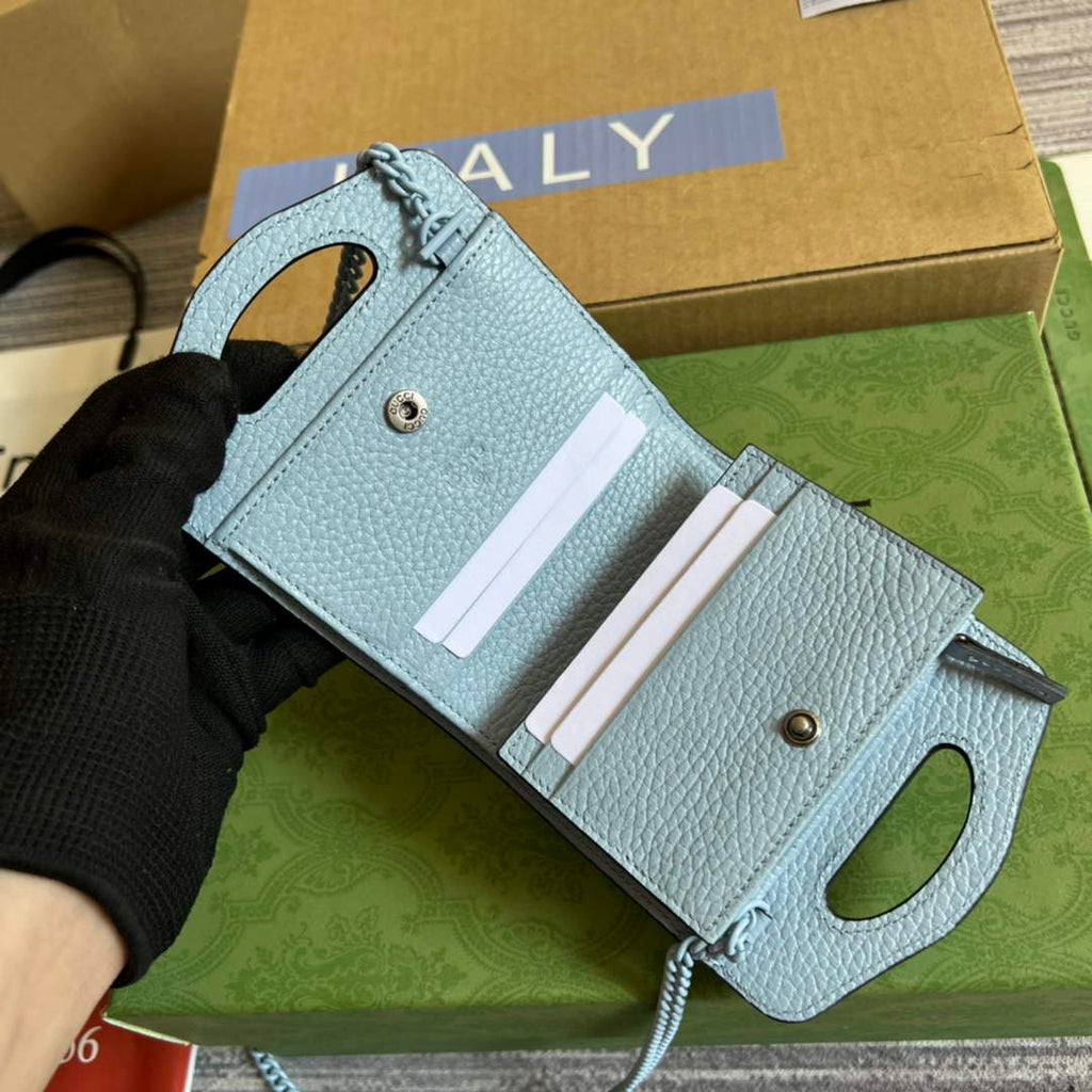 Gucci 701074 GG Marmont top handle card case wallet blue leather