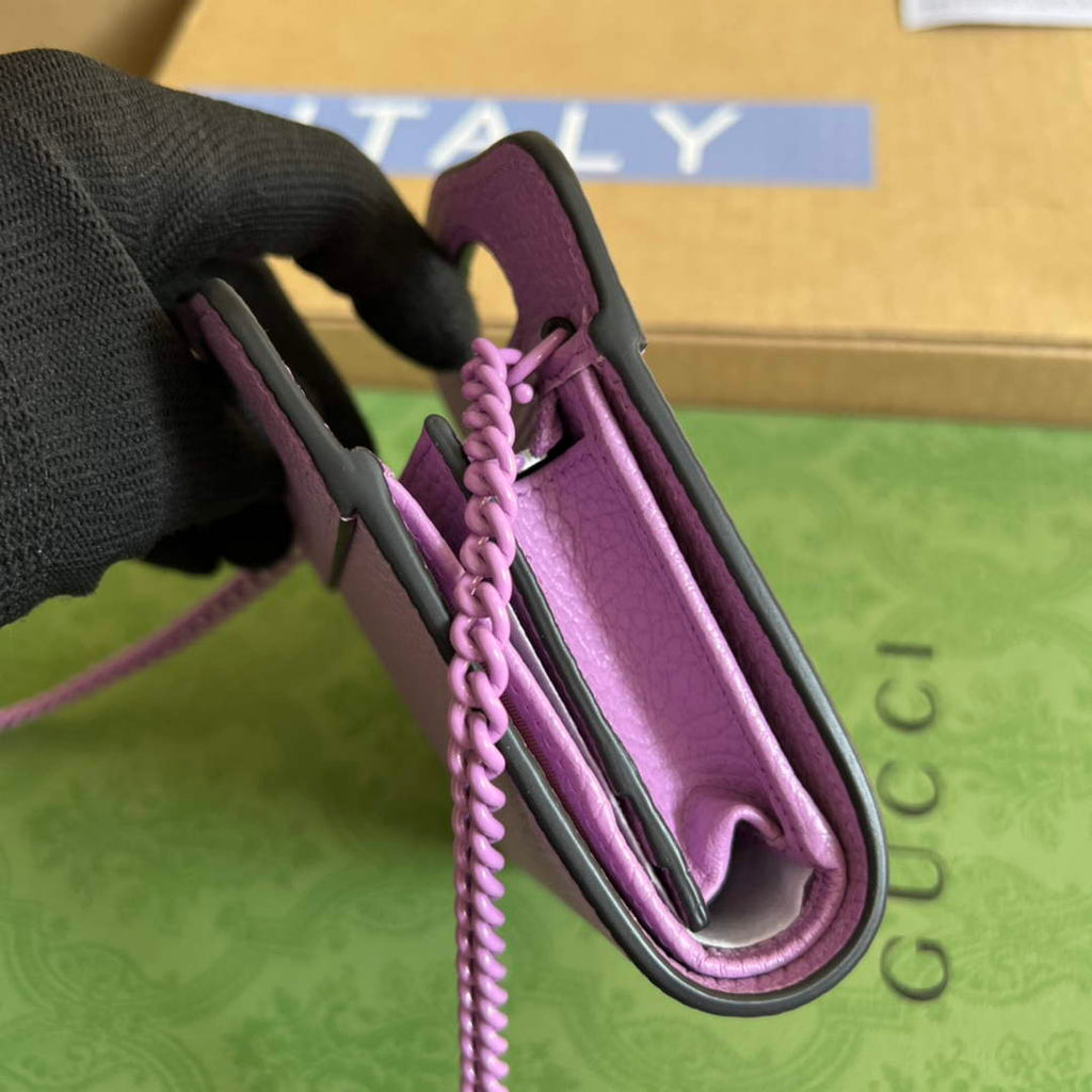 Gucci 701074 GG Marmont top handle card case wallet light purple leather