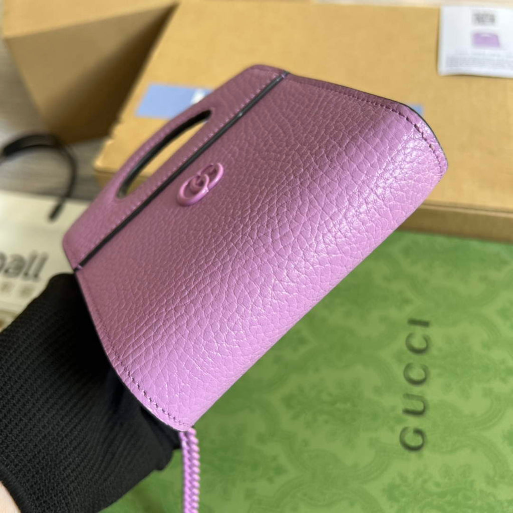 Gucci 701074 GG Marmont top handle card case wallet light purple leather