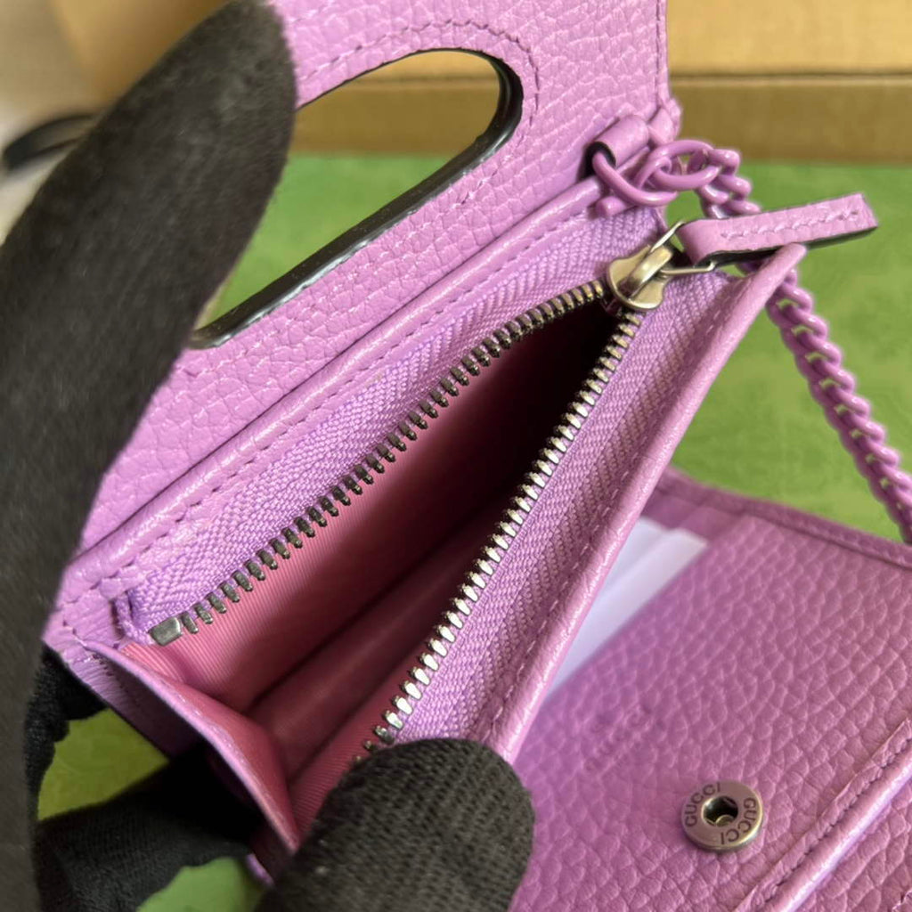 Gucci 701074 GG Marmont top handle card case wallet light purple leather