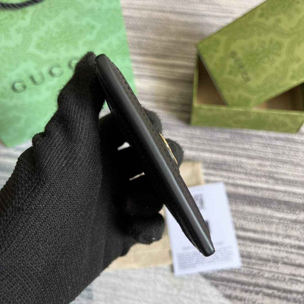 Gucci ‎723790 GG Matelassé card case black leather