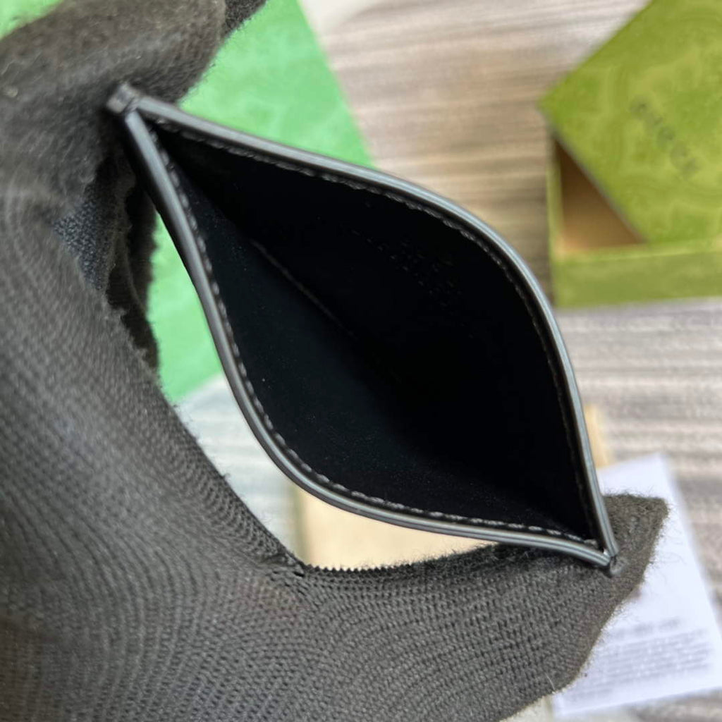 Gucci ‎723790 GG Matelassé card case black leather