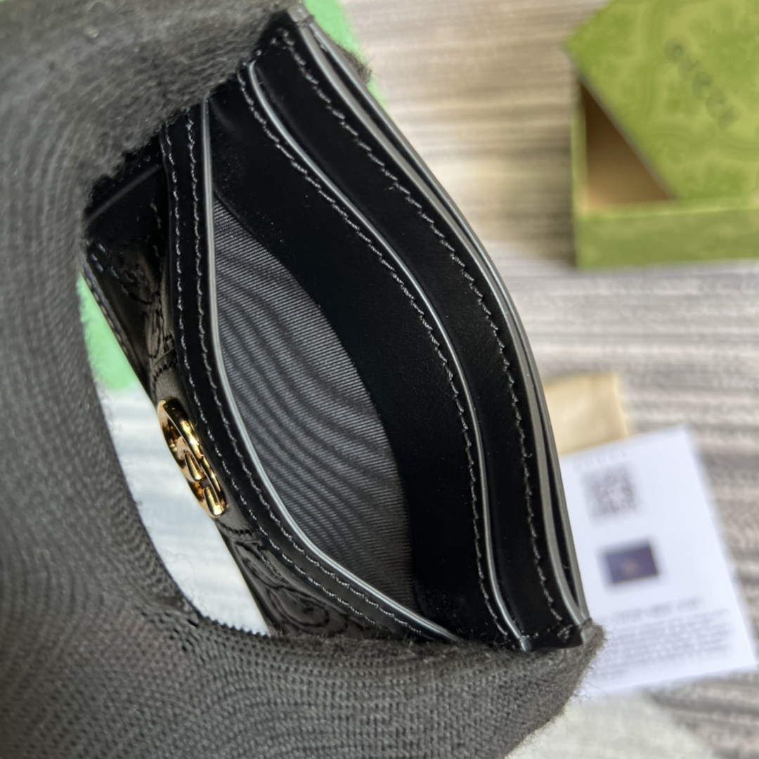 Gucci ‎723790 GG Matelassé card case black leather