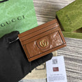 Gucci ‎723790 GG Matelassé card case brown leather