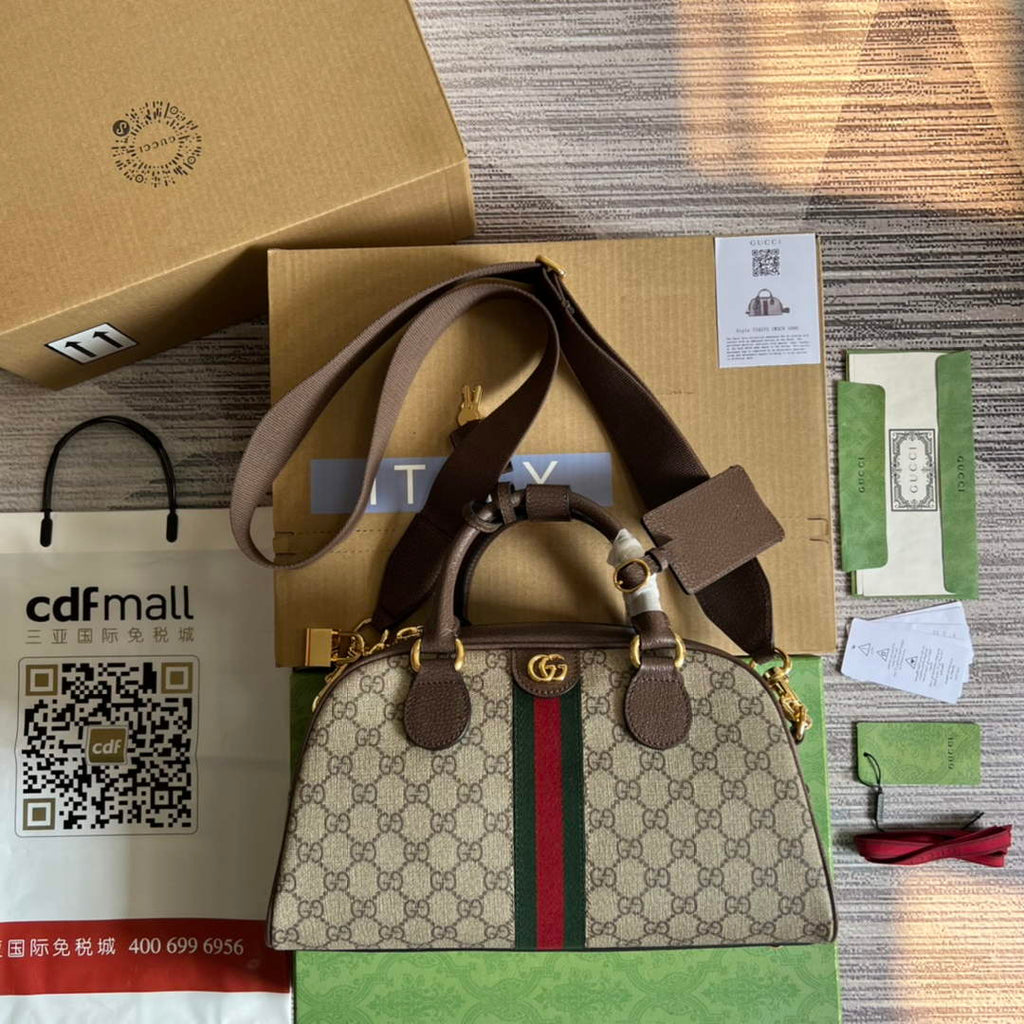 Gucci ‎724575 Ophidia medium GG top handle bag Beige GG Supreme canvas