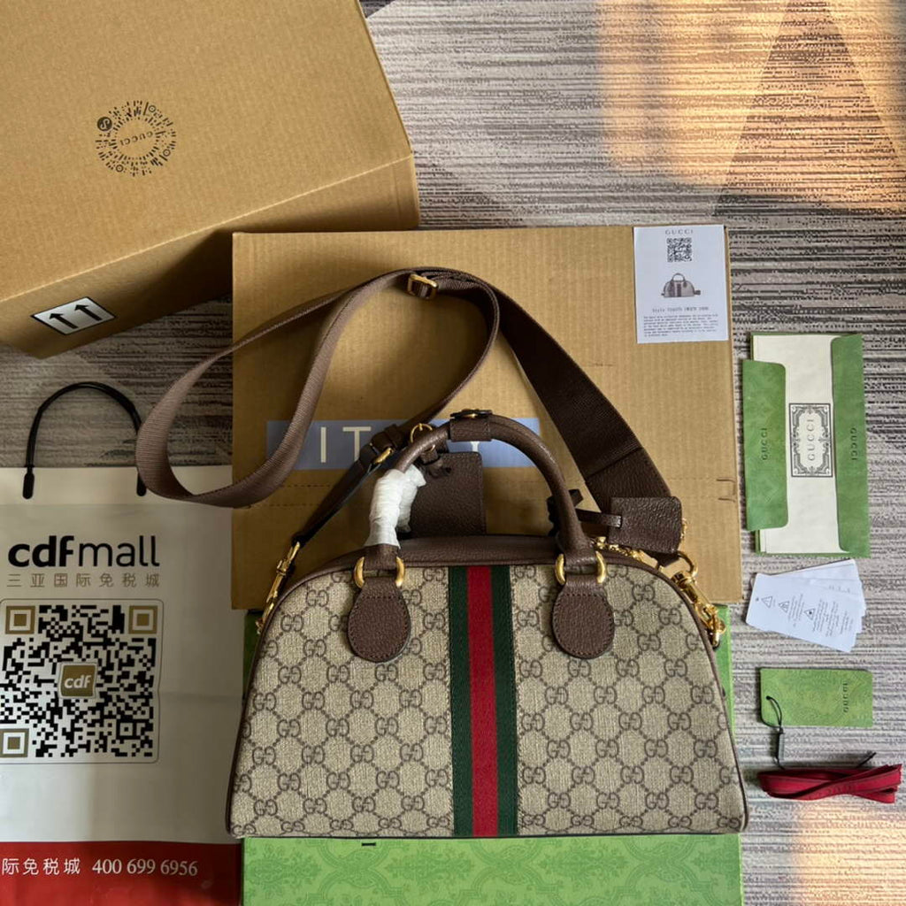 Gucci ‎724575 Ophidia medium GG top handle bag Beige GG Supreme canvas