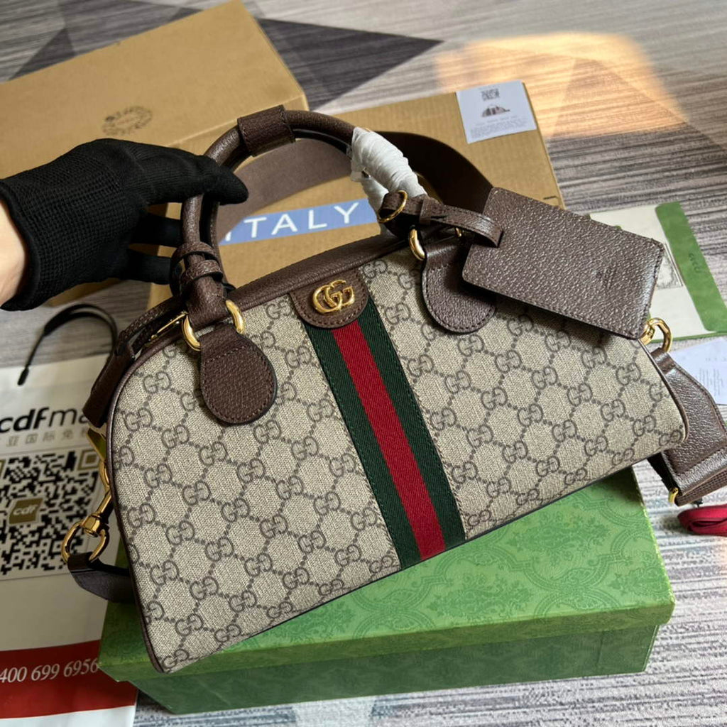Gucci ‎724575 Ophidia medium GG top handle bag Beige GG Supreme canvas