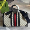 Gucci 724642 Savoy small duffle bag Beige and blue GG Supreme canvas