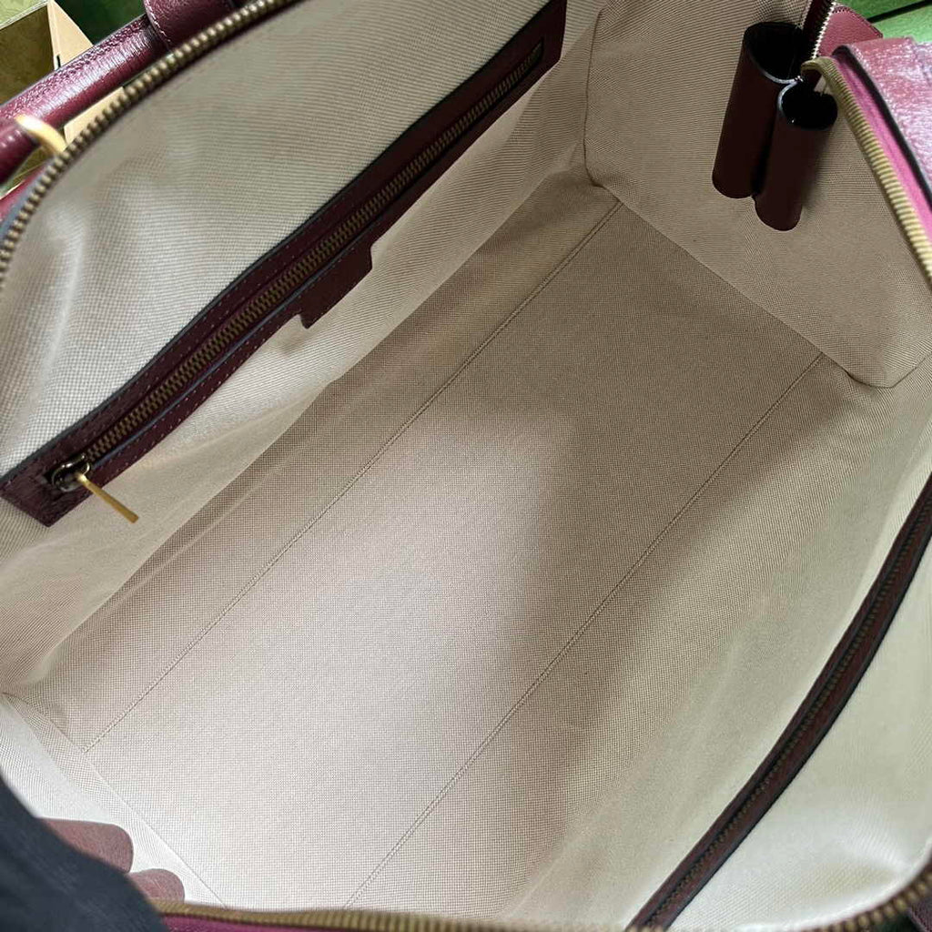 Gucci 724642 Mini GG canvas small duffle bag in Burgundy leather
