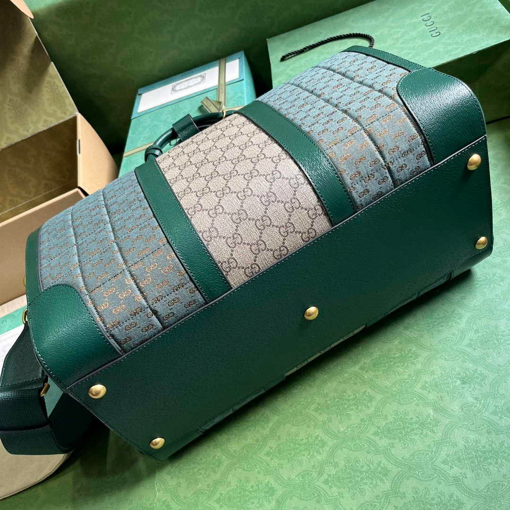 Gucci 724642 Mini GG canvas small duffle bag in Green leather