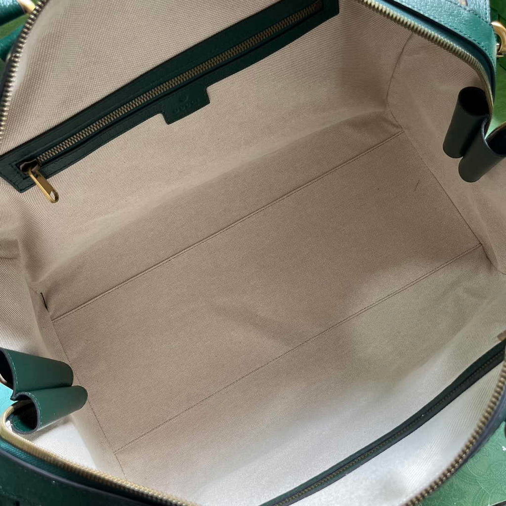 Gucci 724642 Mini GG canvas small duffle bag in Green leather