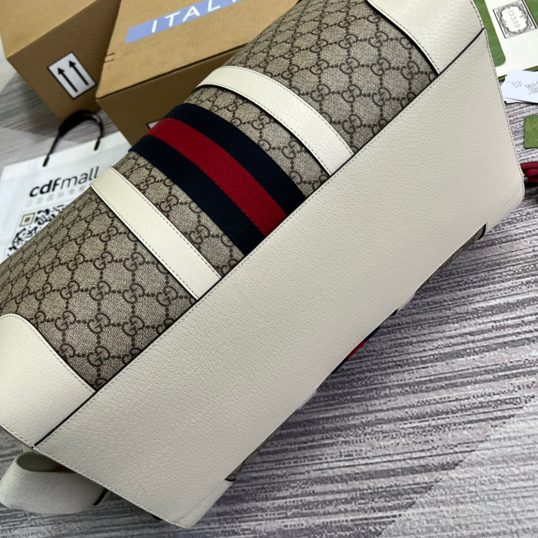 Gucci 724642 Savoy small duffle bag White and Beige GG Supreme canvas
