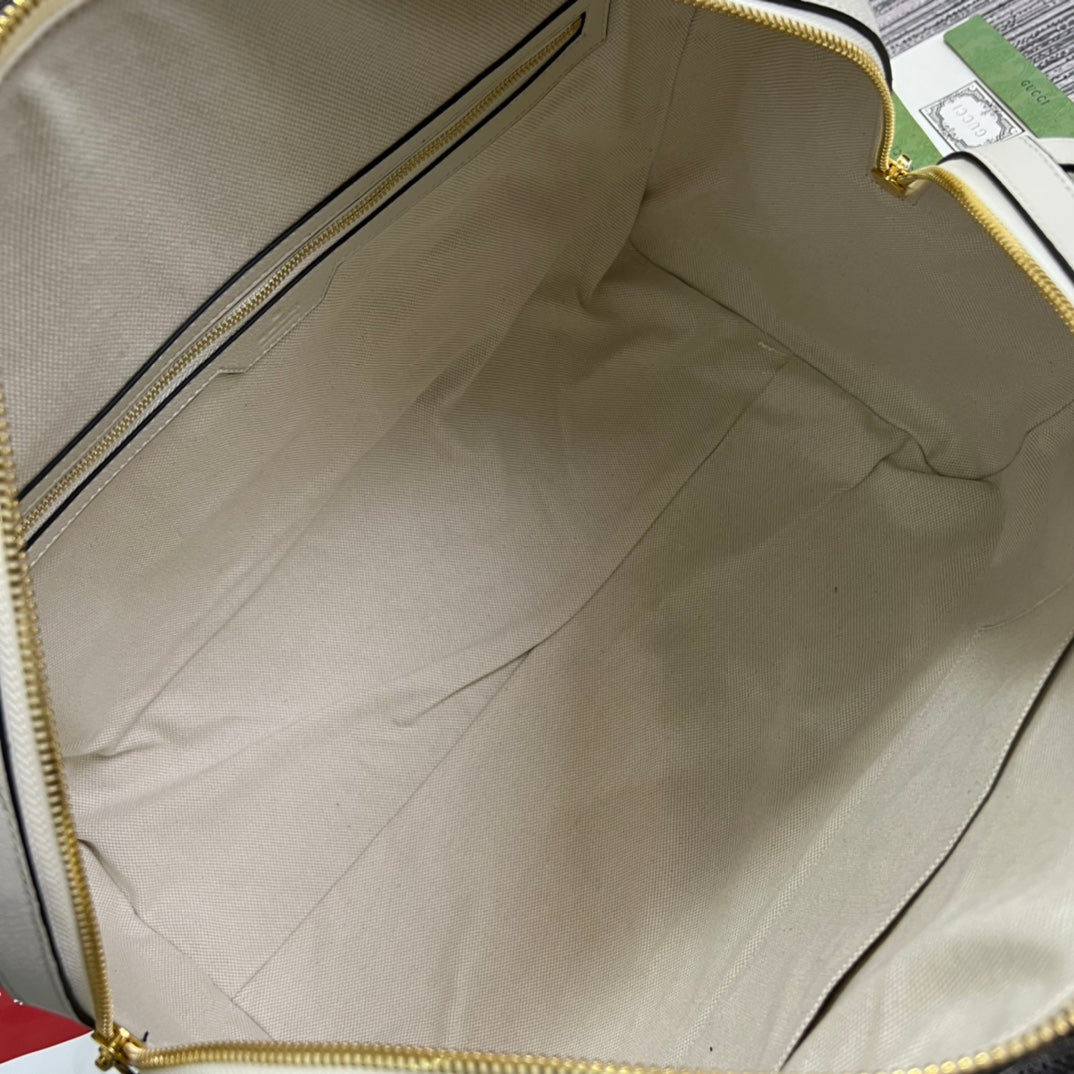 Gucci 724642 Savoy small duffle bag White and Beige GG Supreme canvas