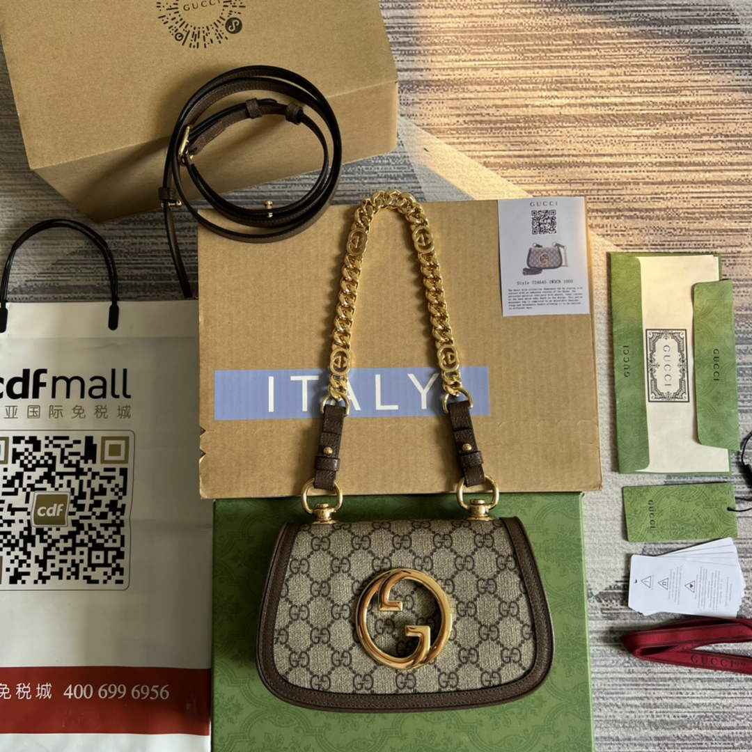 Gucci 724645 Blondie mini shoulder bag GG Beige