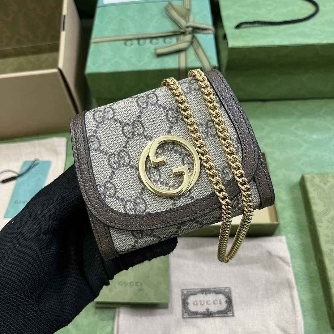 Gucci 725219 Blondie medium chain wallet in brown leather