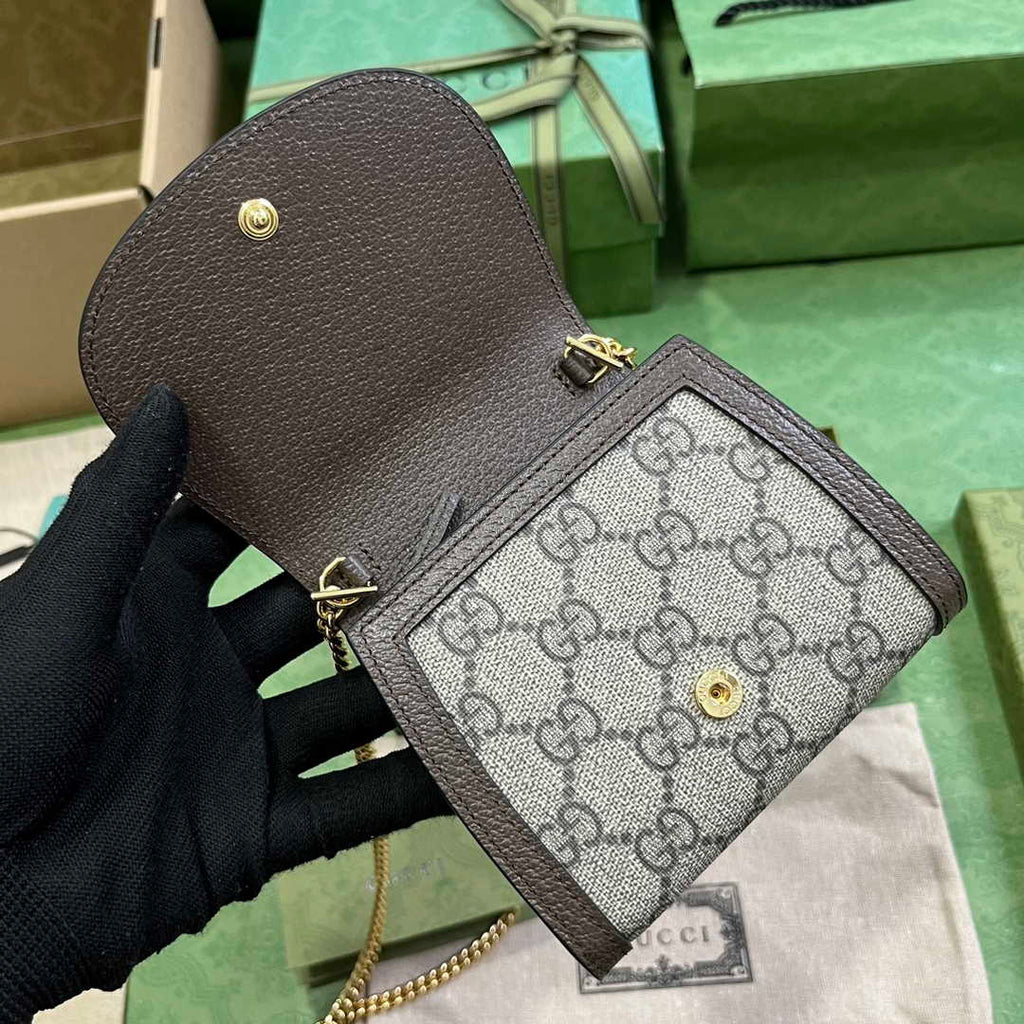 Gucci 725219 Blondie medium chain wallet in brown leather
