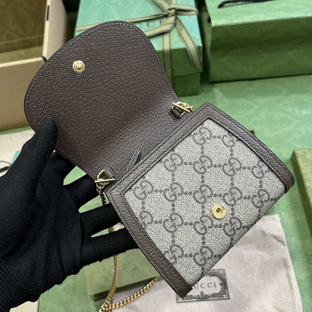 Gucci 725219 Blondie medium chain wallet in brown leather
