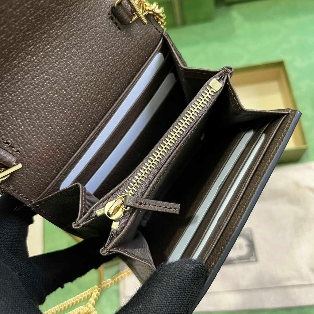 Gucci 725219 Blondie medium chain wallet in brown leather