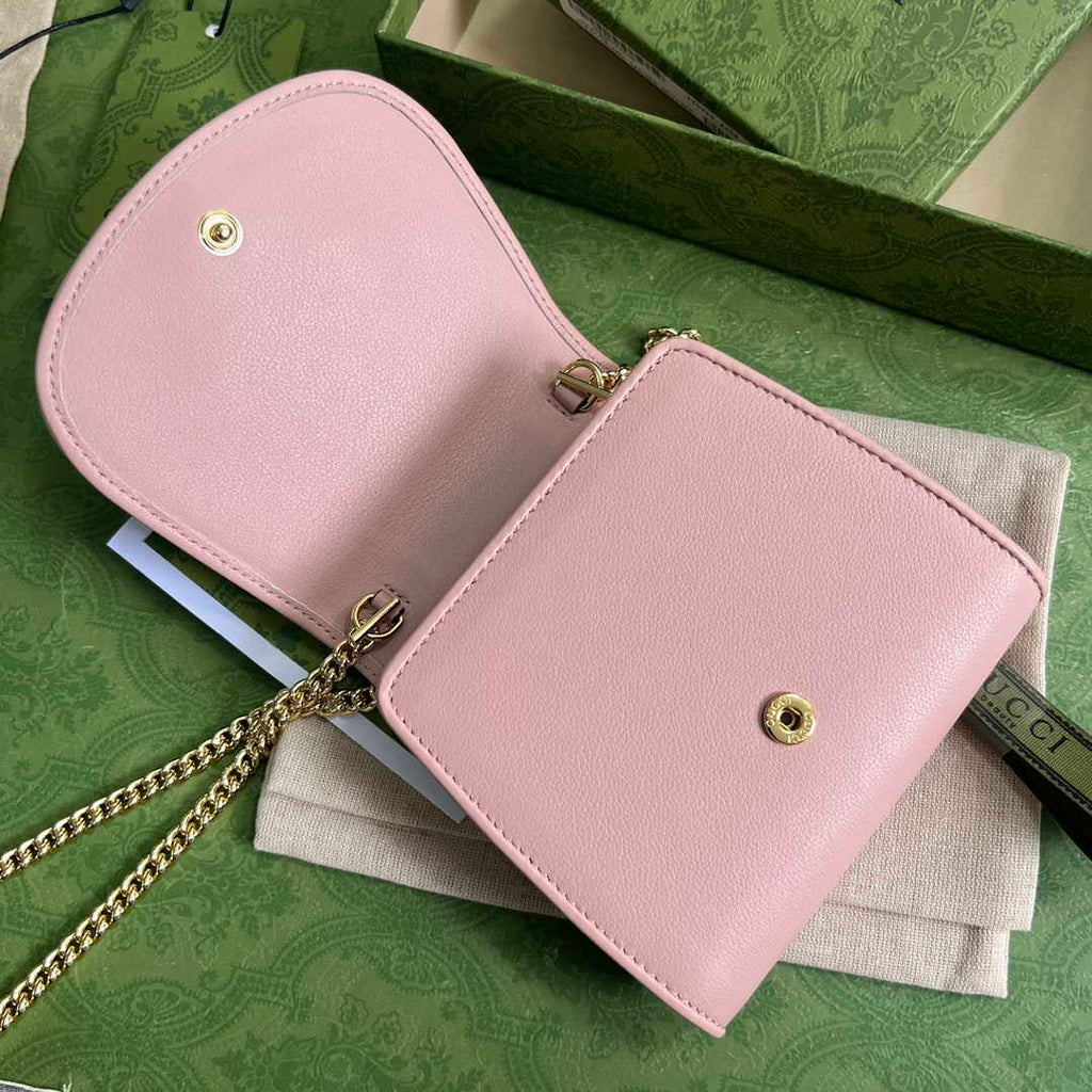 Gucci 725219 Blondie medium chain wallet in pink leather
