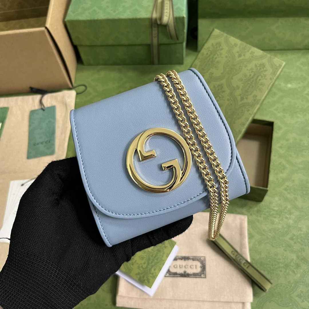 Gucci 725219 Blondie medium chain wallet in blue leather