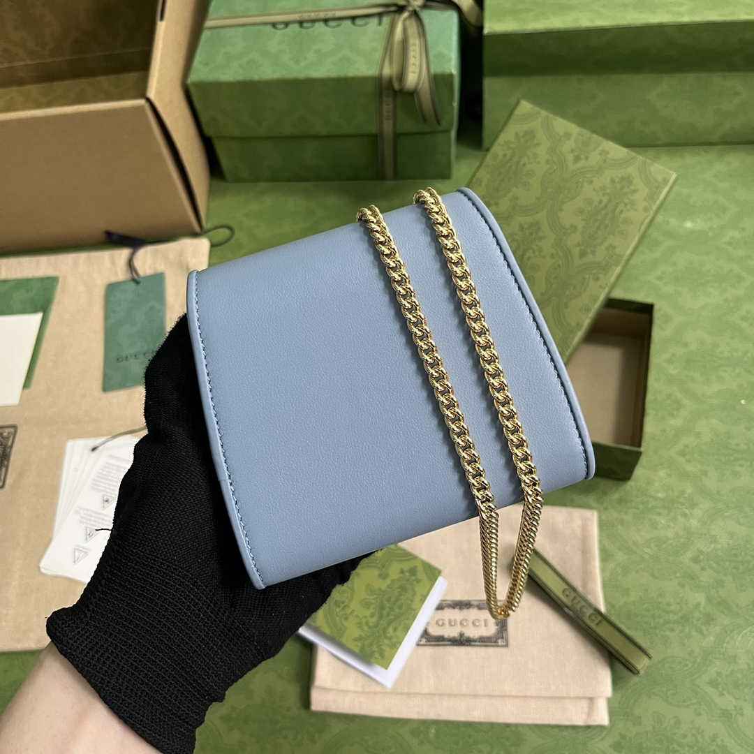 Gucci 725219 Blondie medium chain wallet in blue leather