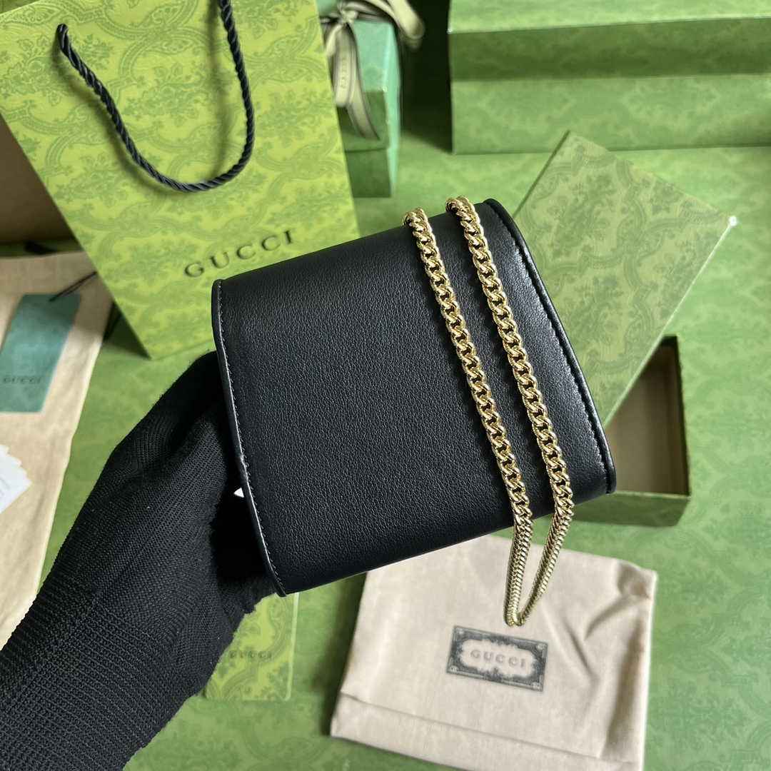 Gucci 725219 Blondie medium chain wallet in black leather