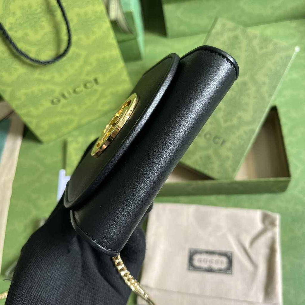 Gucci 725219 Blondie medium chain wallet in black leather