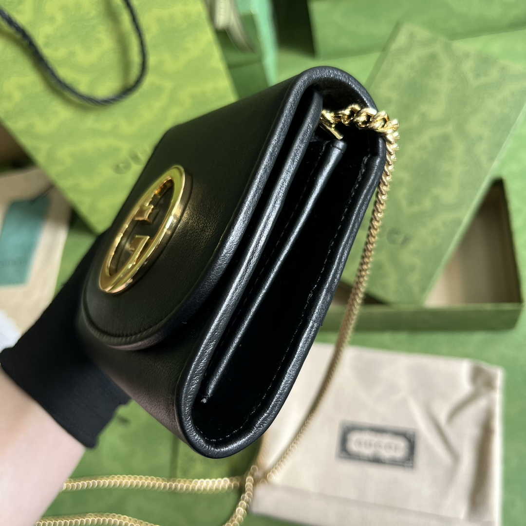 Gucci 725219 Blondie medium chain wallet in black leather