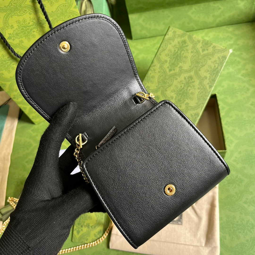 Gucci 725219 Blondie medium chain wallet in black leather