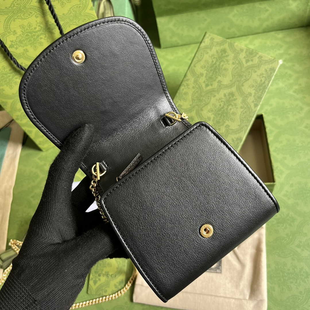 Gucci 725219 Blondie medium chain wallet in black leather