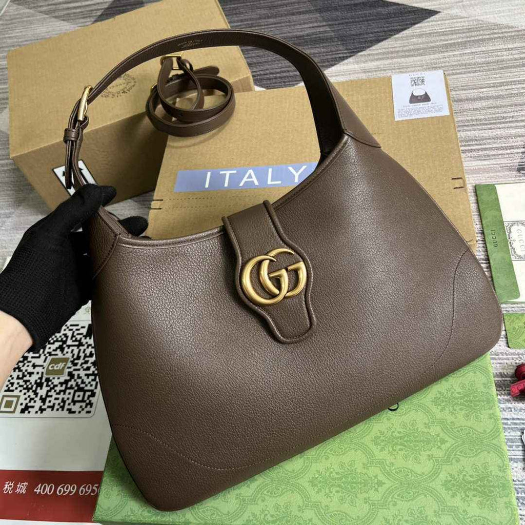 Gucci 726274 Aphrodite medium shoulder bag Brown soft leather