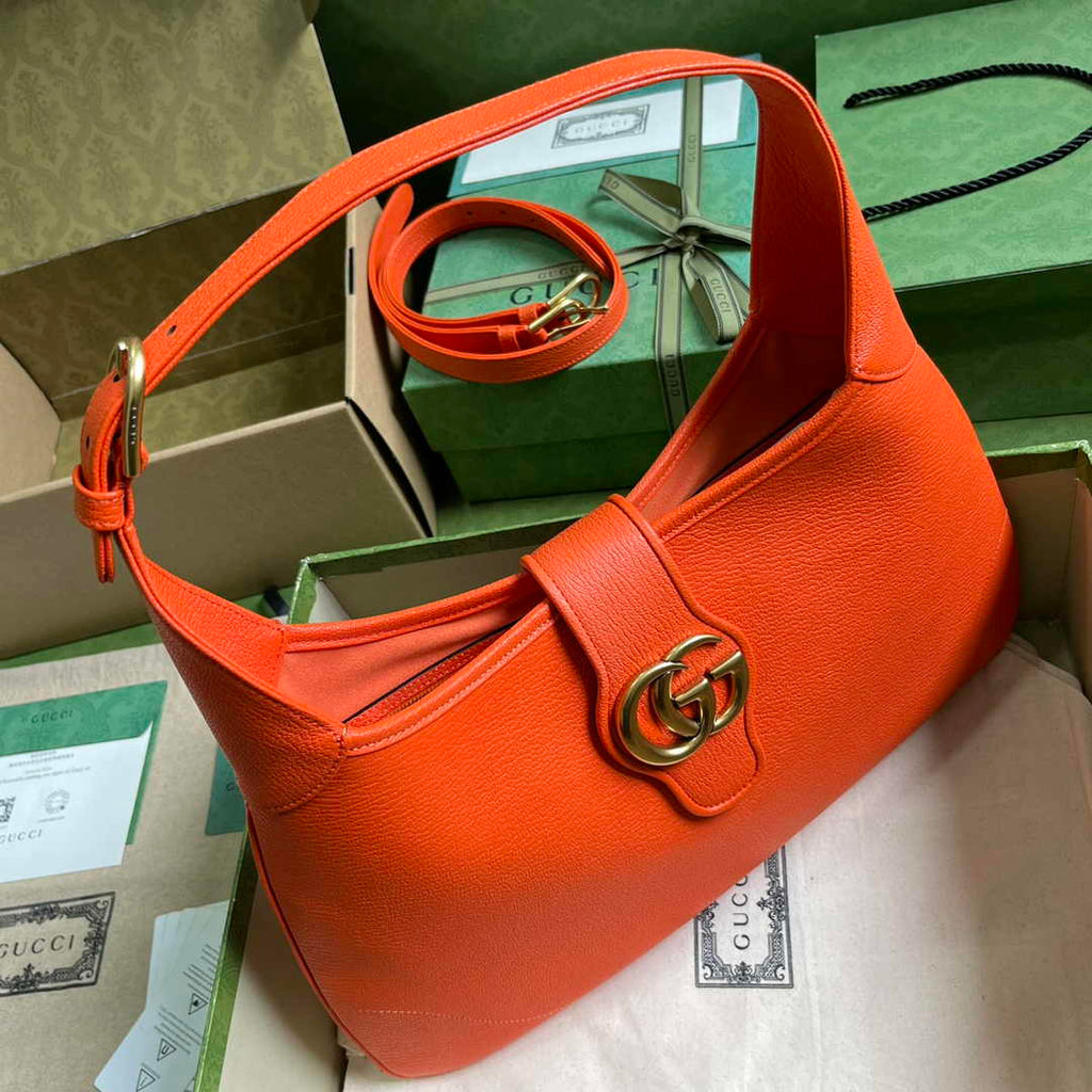 Gucci 726274 Aphrodite medium shoulder bag Orange soft leather