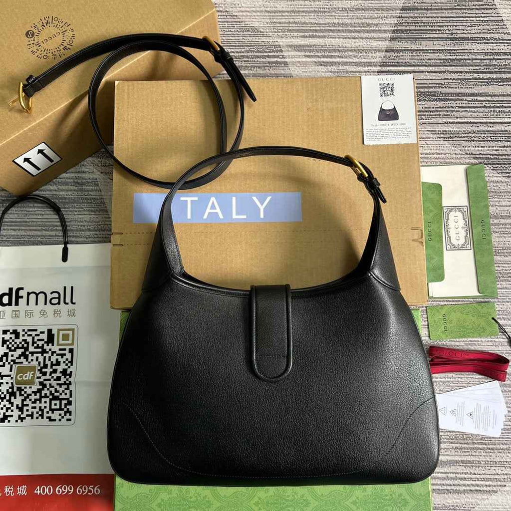 Gucci 726274 Aphrodite medium shoulder bag Black soft leather