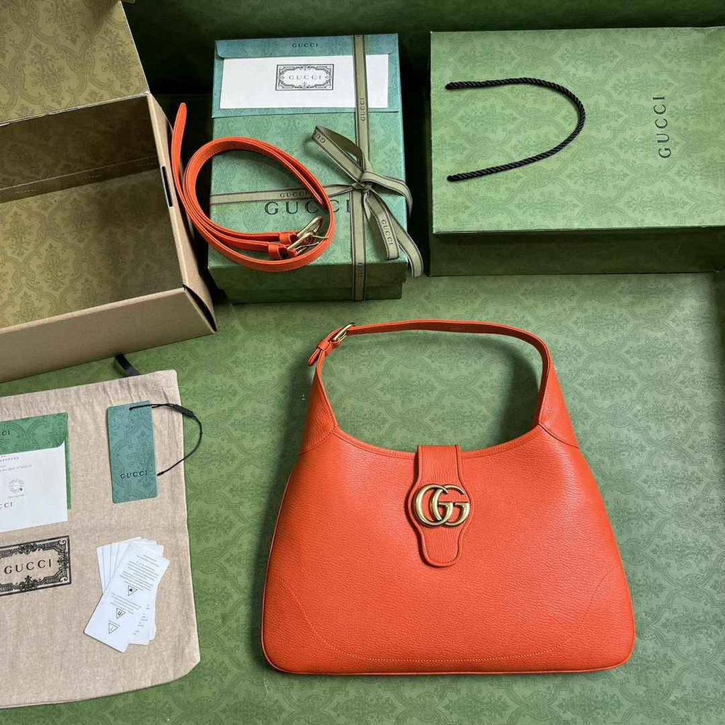 Gucci 726274 Aphrodite medium shoulder bag Orange soft leather