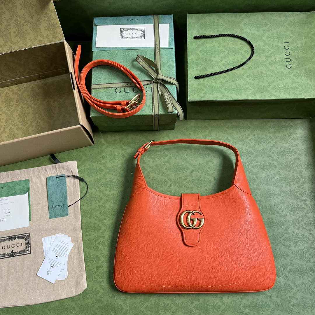 Gucci 726274 Aphrodite medium shoulder bag Orange soft leather