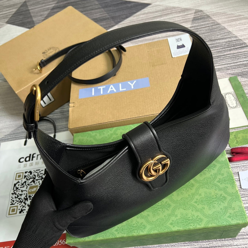 Gucci 726274 Aphrodite medium shoulder bag Black soft leather